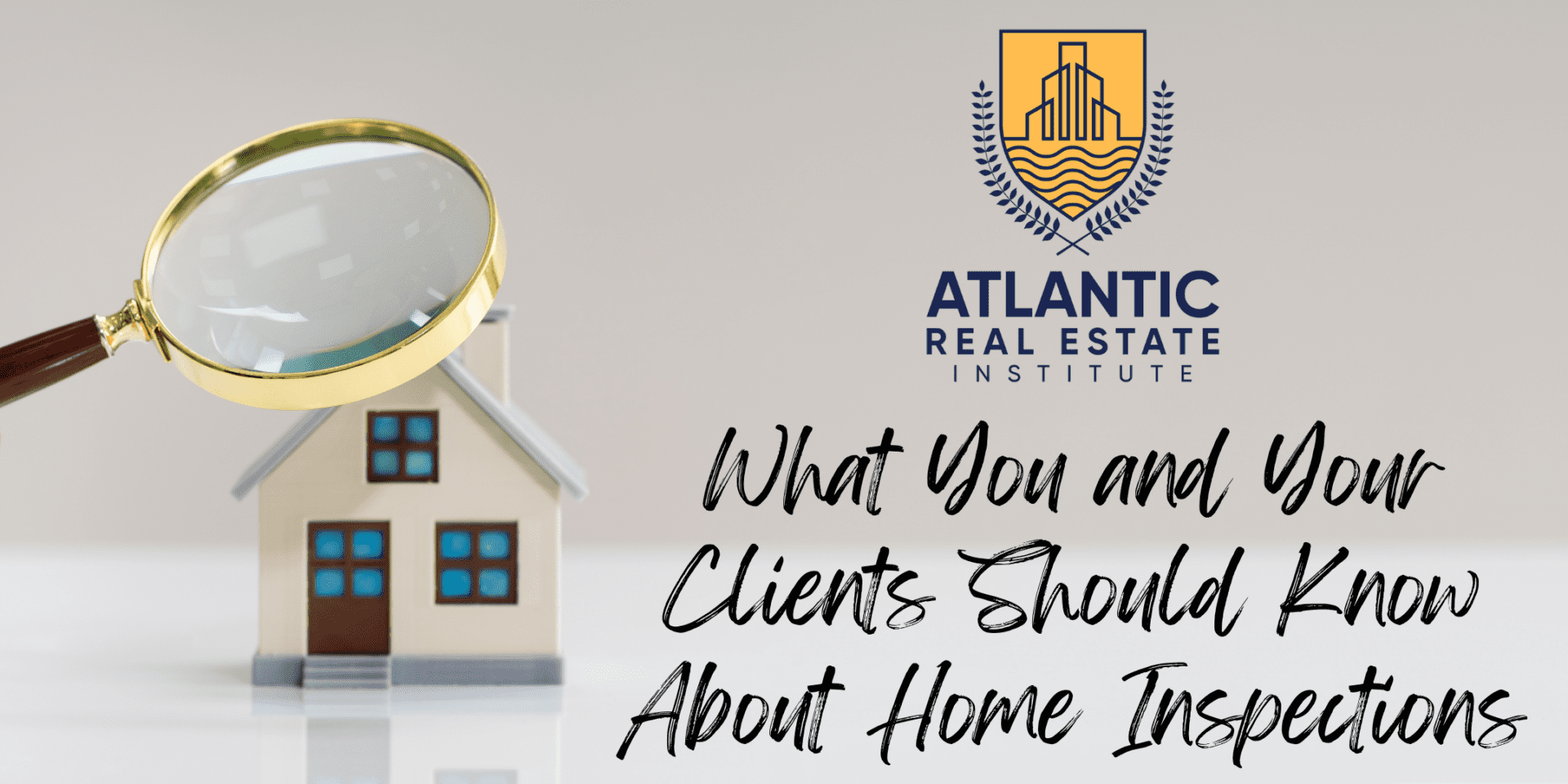 Real estate concept with magnifying glass and model house.